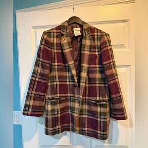 White Stag Burgundy Plaid Blazer Size 6